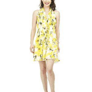 Papillon Lemon Print Pleated Dress NWT